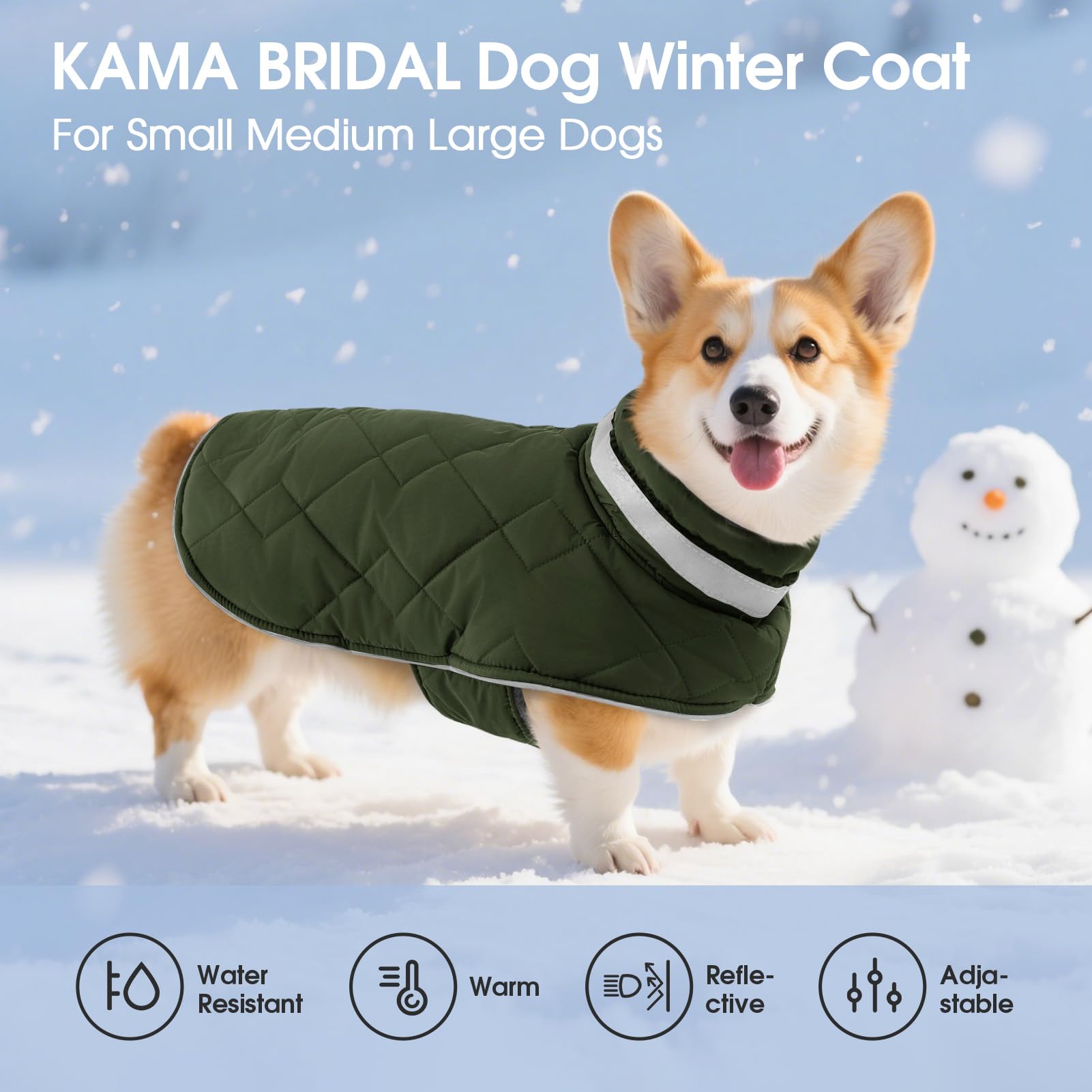 Hunde-Wintermantel, warm, gepolsterte Hundejacke, winddicht, Hundekleidung für kleine, mittelgroße und große Haustiere, Weihnachtspullover, Outfit, Weste (Grün, Größe 3XL)