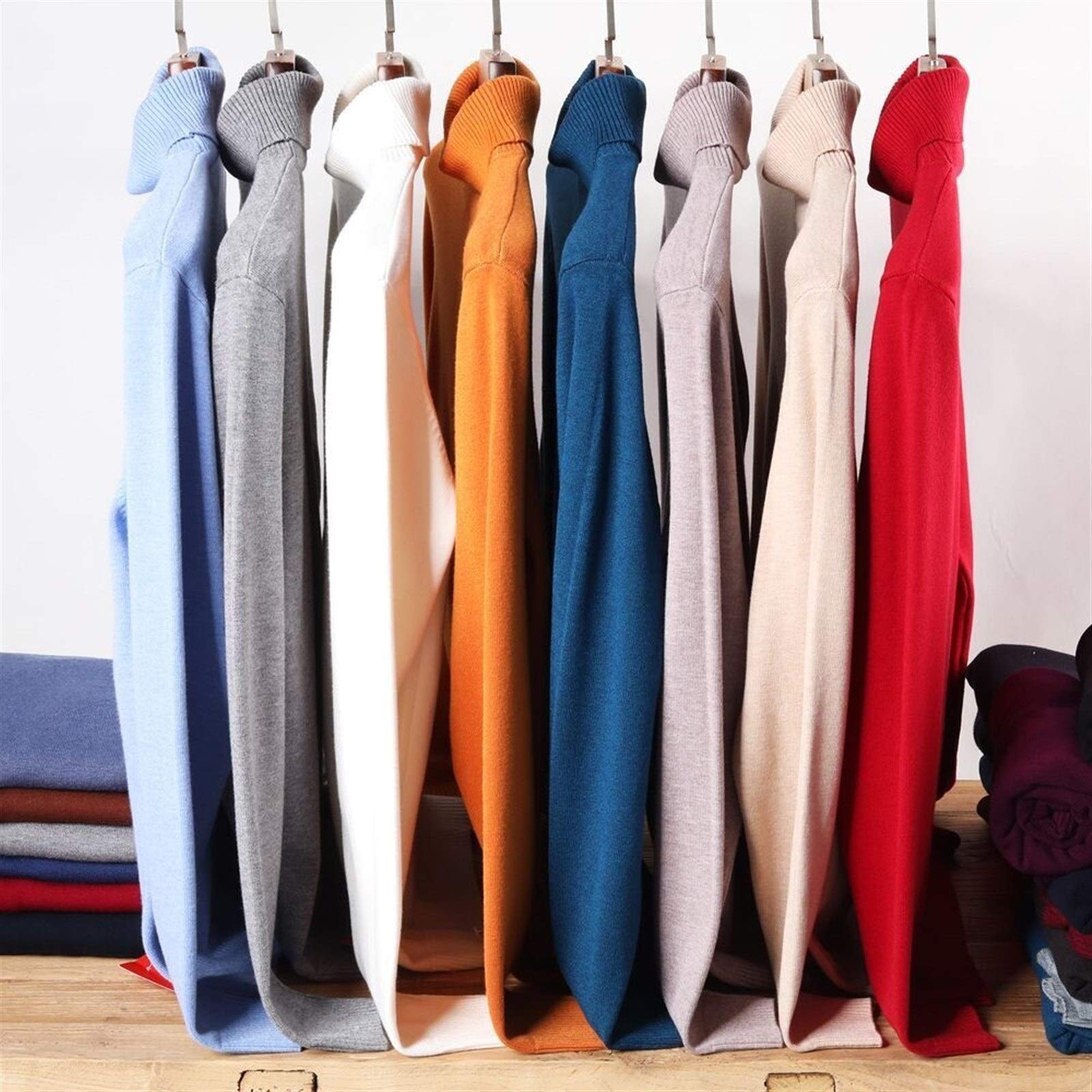 Pull Chaud Homme Col Roulé Tricot Slim - Sweater Casual Élégant Automne Hiver, Coupe Confortable