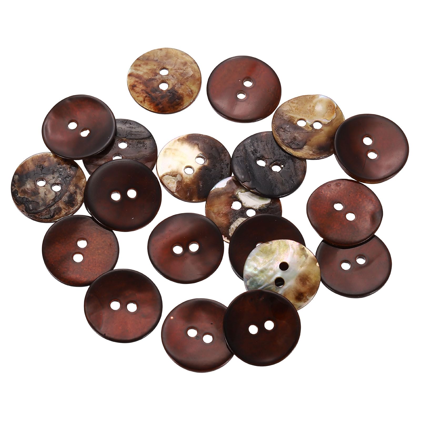 sourcing map 20Pcs Natural Shell Buttons, 18mm 2 Hole Mother of Pearl Blazer Buttons Sewing Craft Shell Discs for Shirt Sewing DIY Crafts Decoration, Coffee