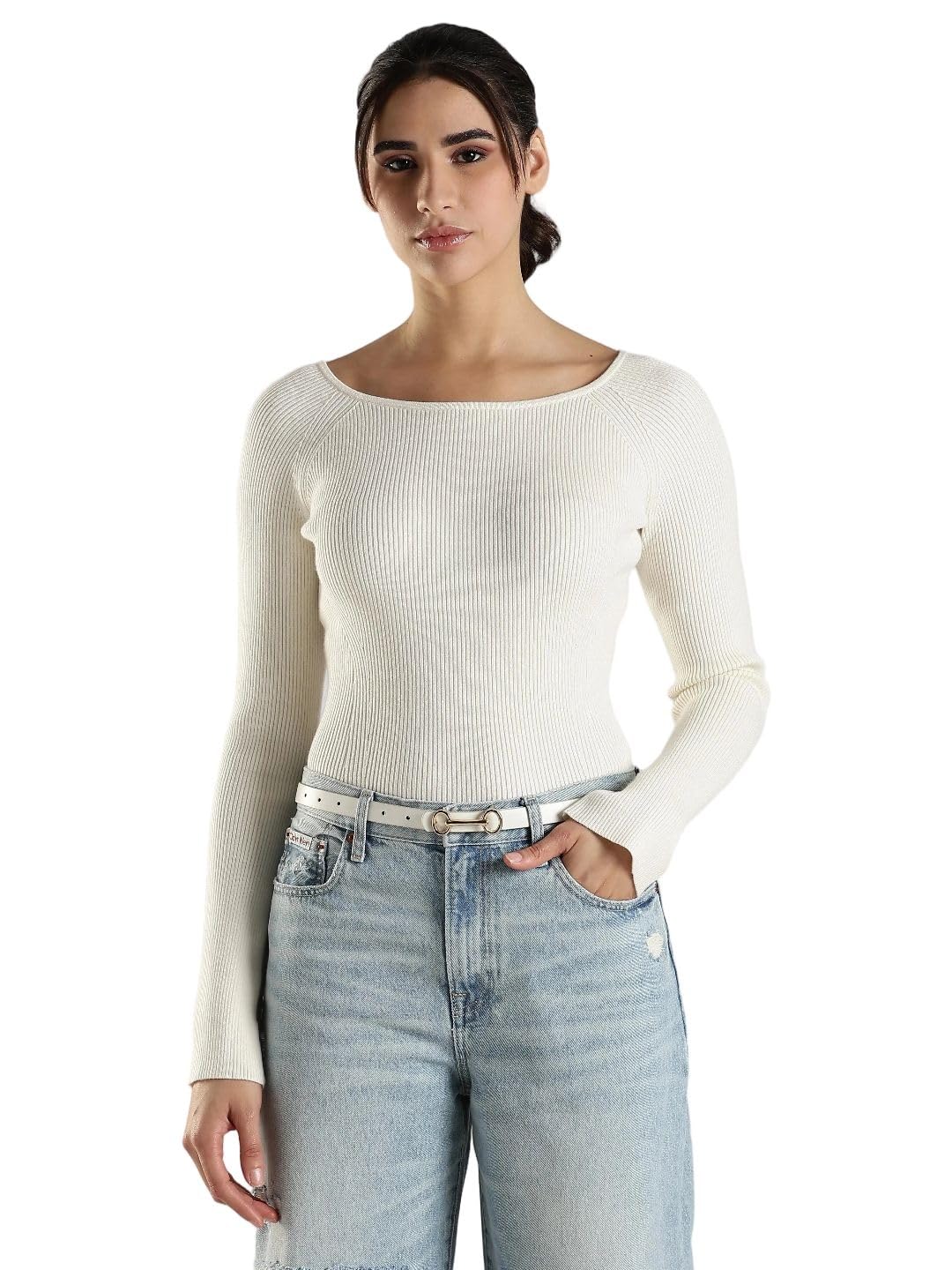 calvin klein jeans Regular fit Viscose Boat Neck Sweater-picture-32