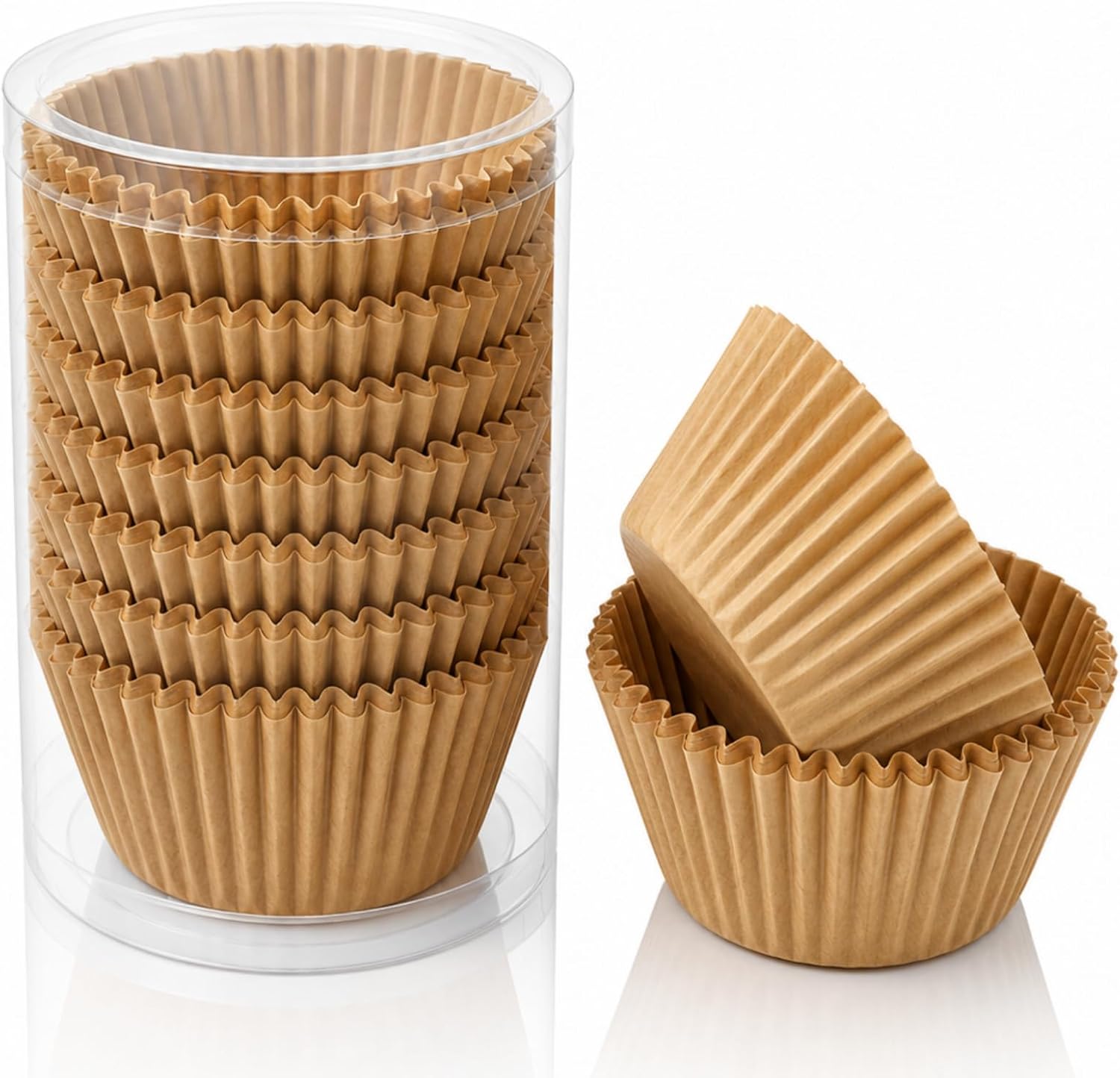 Standard Cupcake Liners – Non-Stick, Greaseproof Parchment Paper Muffin Cups – Food-Grade Baking Wrappers for Cupcakes, Muffins, Nuts & Candies (200, Natural)