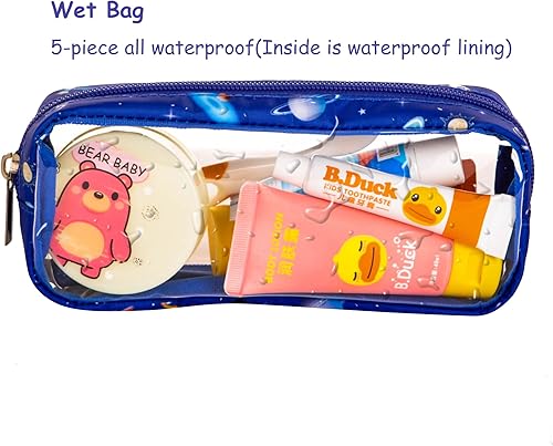 Vista 4 de Remobia Hicol Conjunto de 5 Bolsas Organizadoras para Pañales Aprobado por la TSA, Transparente, Impermeable, de TPU para Niños, Juego