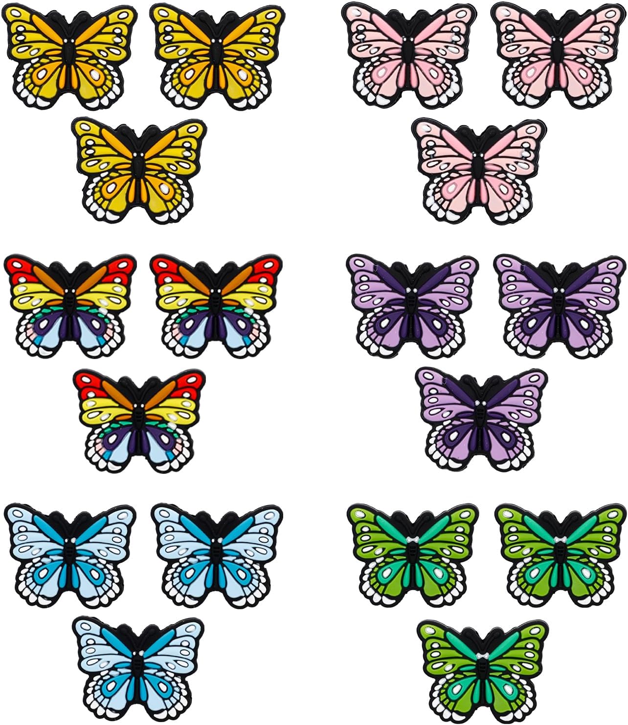 18pcs Colorful Butterfly Silicone Beads for Keychain, Pen, Bracelet Making - DIY Craft Accessories for Jewelry, Bag Pendants, and More