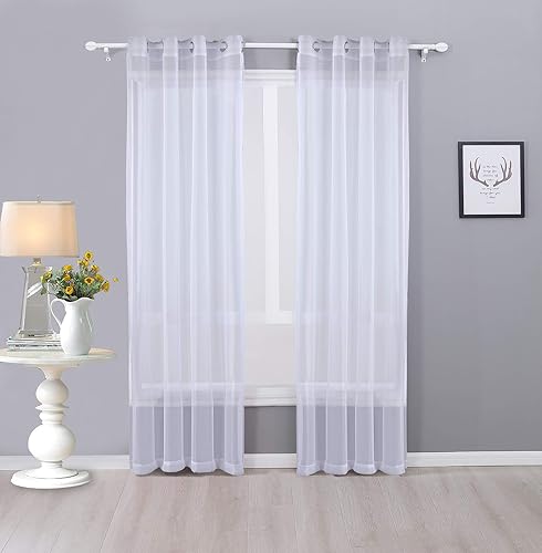 Miniatura 7 de Interior Trends Ariana - Juego de 2 cortinas de gasa transparente totalmente cosidas con ojales (84 pulgadas de largo, chocolate)