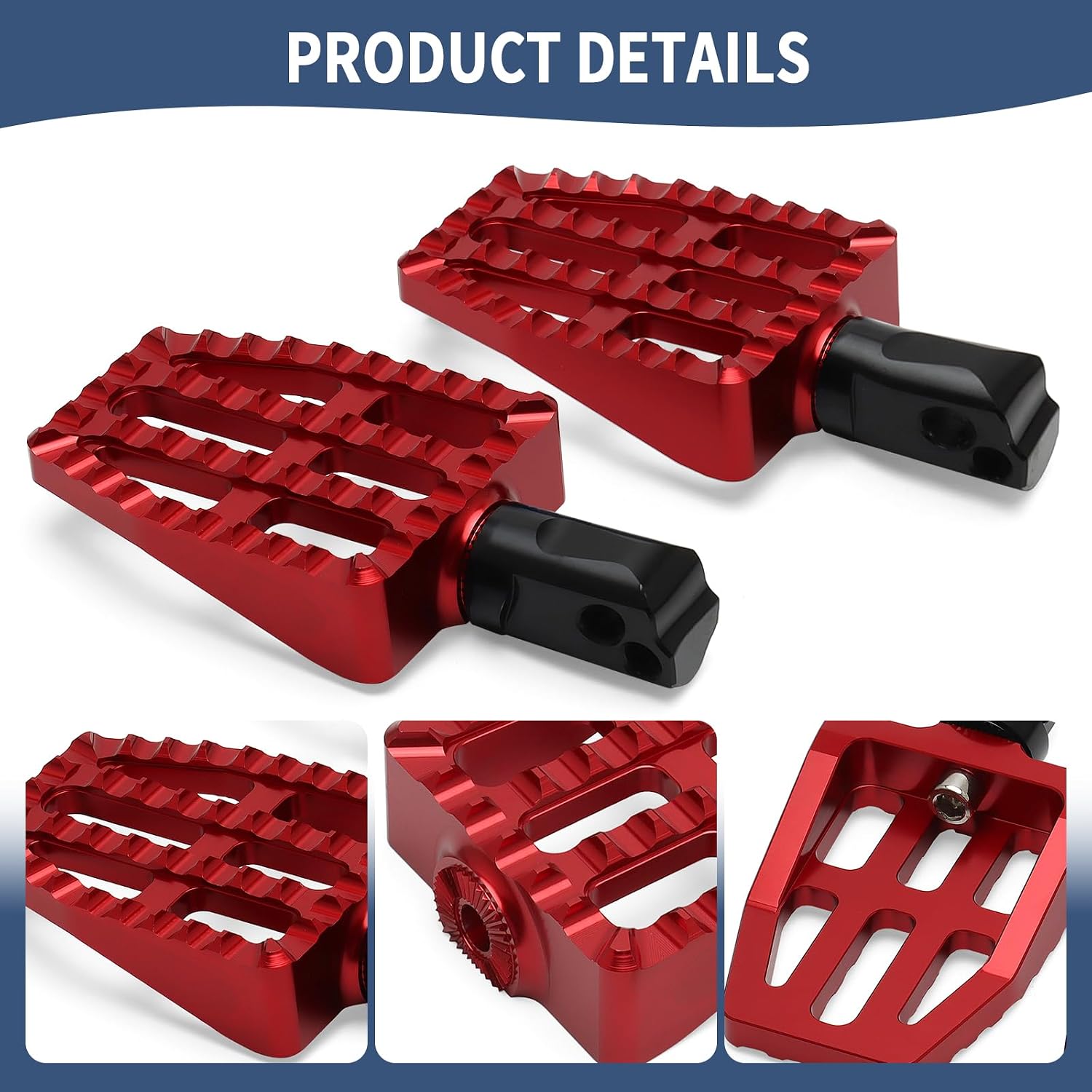 Motorcycle Foot Pegs MX Passenger Footrests Pedals Fit For Harley 2018-2025 Softail Street Bob 114 FXBB Fat Bob Low Rider S Breakout Fat Boy FXLRST FLSB FXLRS FLHSC (Red)
