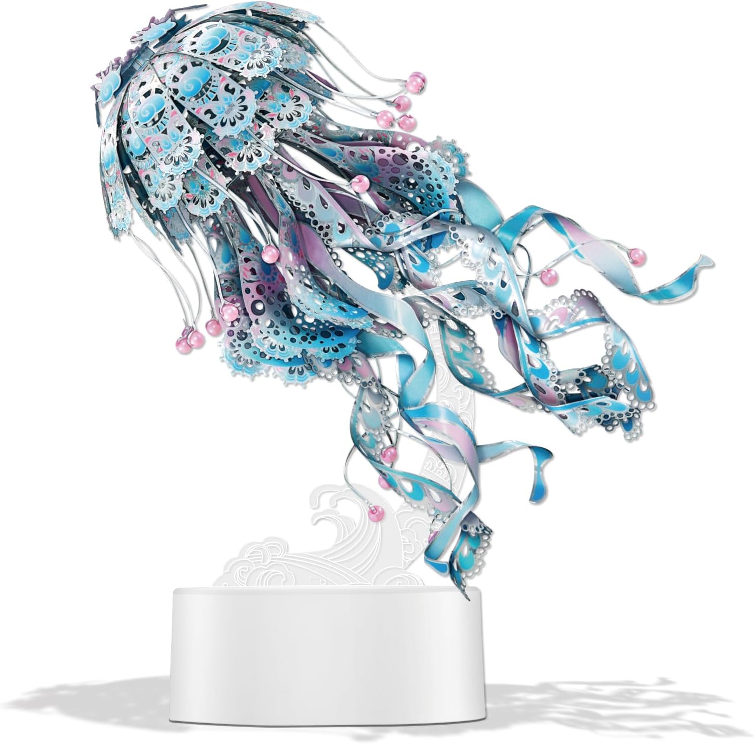 Piececool 3D Puzzles for Adults, Jellyfish Night Light with USB Plug, Ocean Animals 3D Metal Model Building Kits, Hobbies DIY Assembling Arts and Crafts