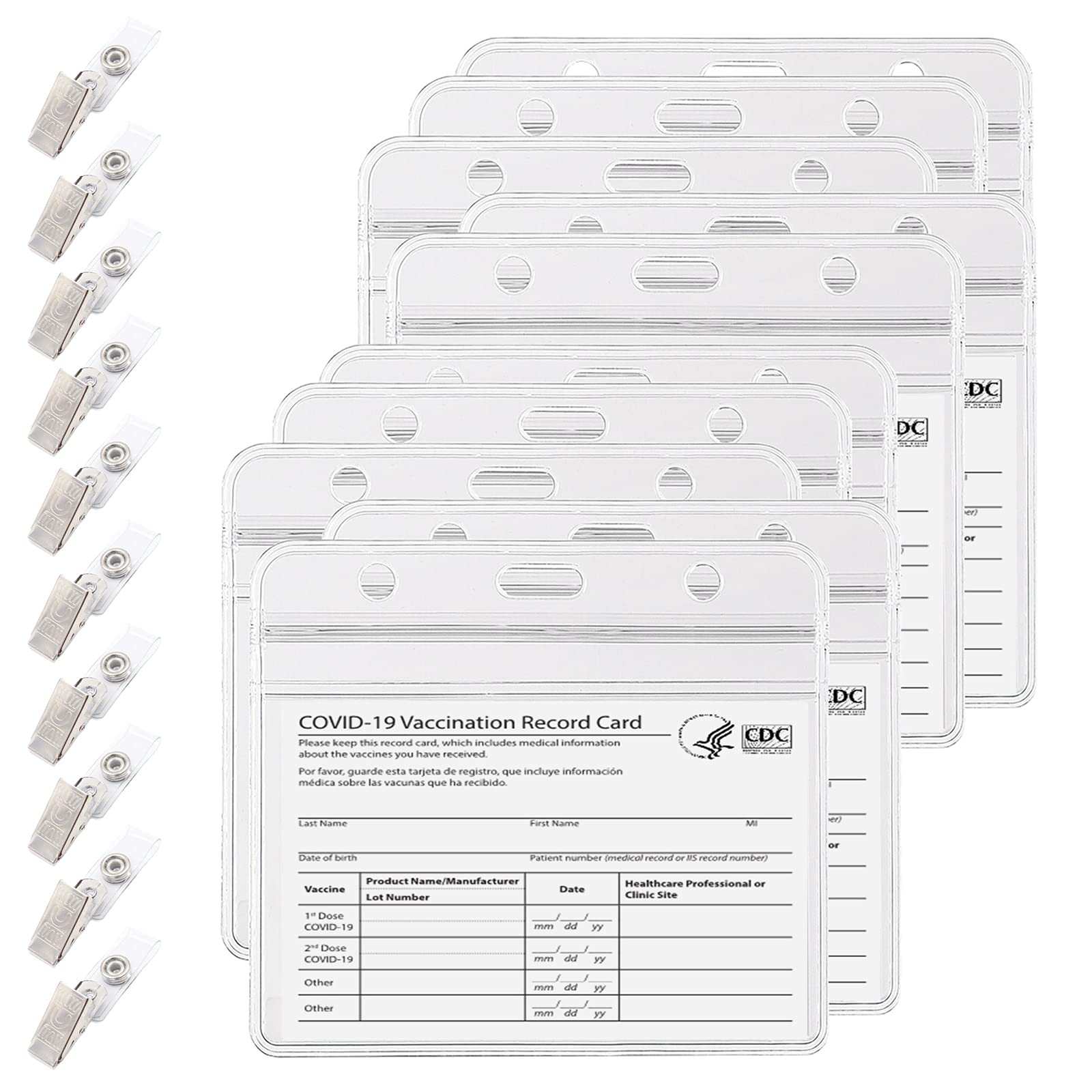 Buy SAWMLIA 10 Pack CDC Vaccine Card Protector With Clip 4X3 Inches