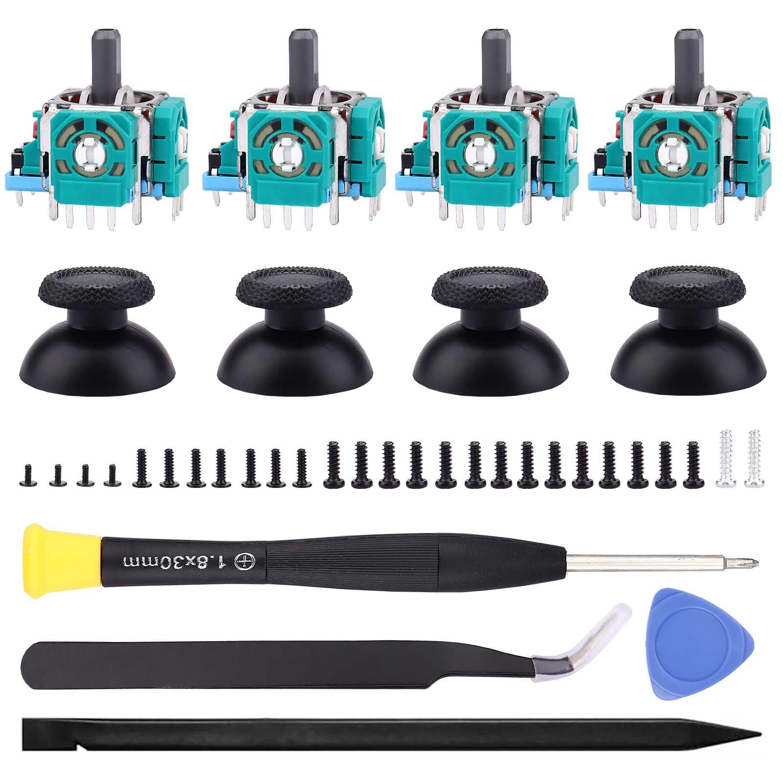 Ikpek 4 Pack Joystick Replacement for PS5 Controller, 3D Analog Sensor Module Thumb Sticks Replacement Part with Thumbsticks Repair Screwdriver Kit for Playstation 5 DualSense Controller