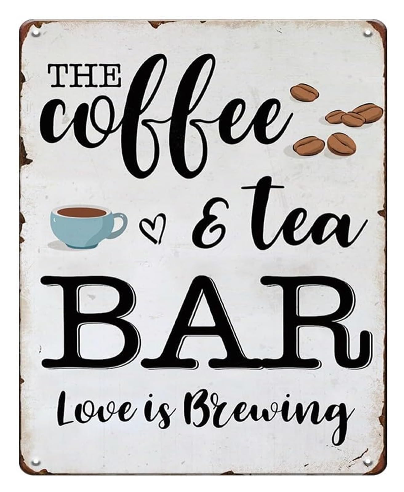 PKNVKZIDK Cafe Metal Sign Vintage Coffee Decor Rustic Wall-Art for Kitchen Home Bar Breakfast Nook 8 X 12 in