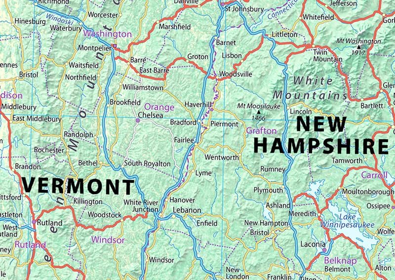 Miniatura 2 de Póster de Connecticut, Massachusetts, Vermont, New Hampshire, Rhode Island (Nueva Inglaterra) - 15.3 x 23.6 pulgadas - Papel laminado