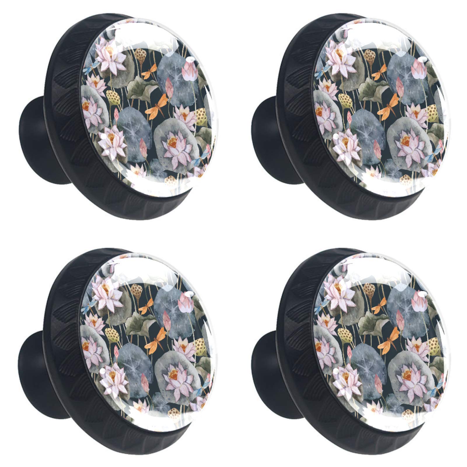 Boutons ronds en verre Lotus de 30mm pour meuble et tiroir de cuisine