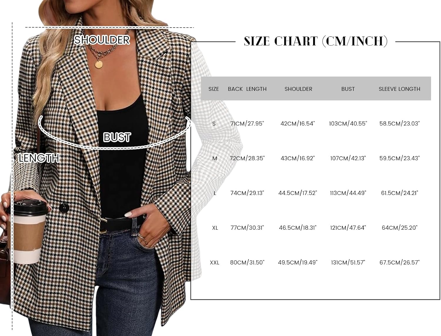 Mina Self Womens Blazer Plaid Blazer Womens Blazers Jackets Blazers for Work Professional Open Front Business Casual Clothes for Women Work Office Blazer Jacket Gray 0S - Image 7