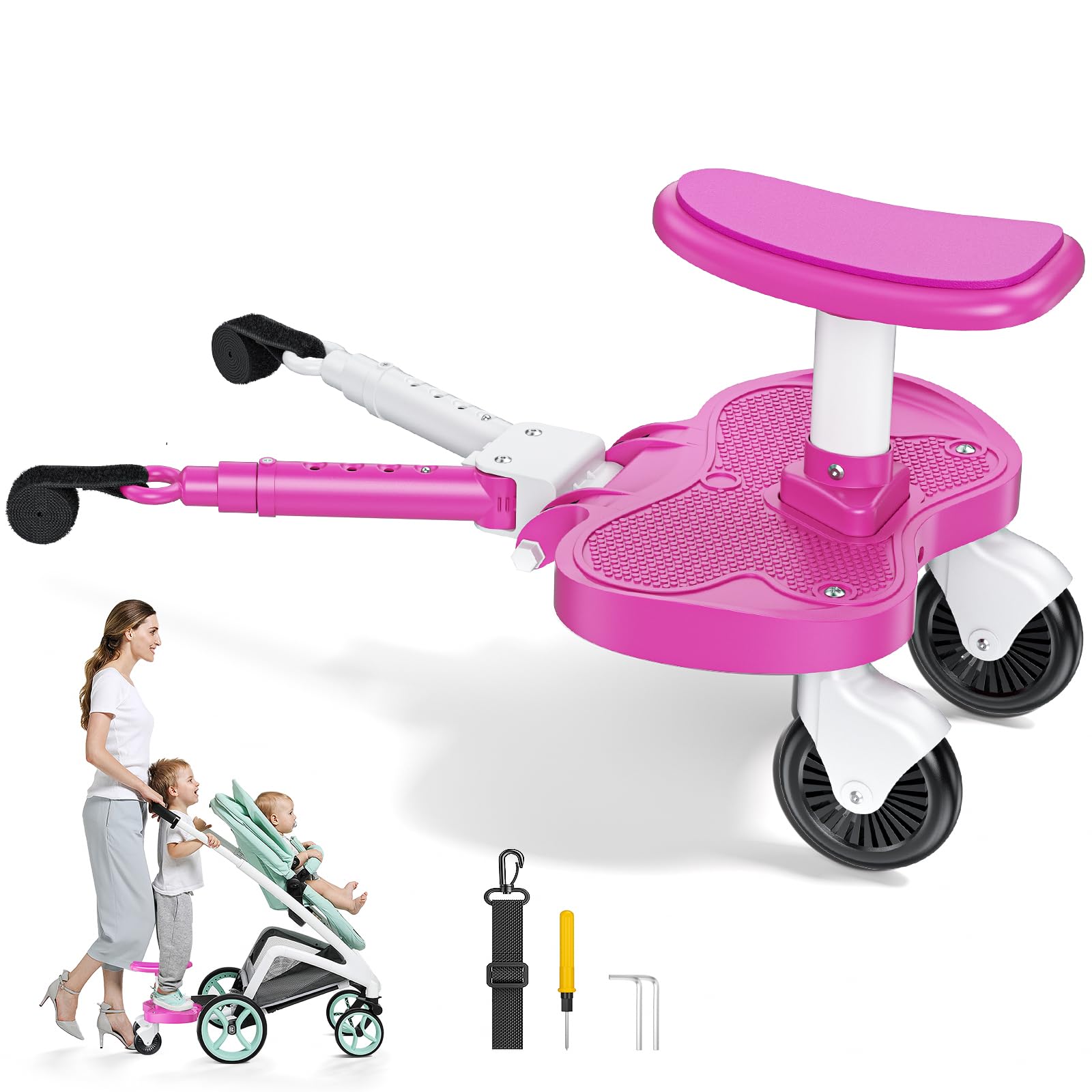 Buggyboard Verstellbar Himmelblau BugyKido Buggy Board Himmelblau -  Universales Trittbrett Fr Kinderwagen 2-6 Jahre Bis 25kg
