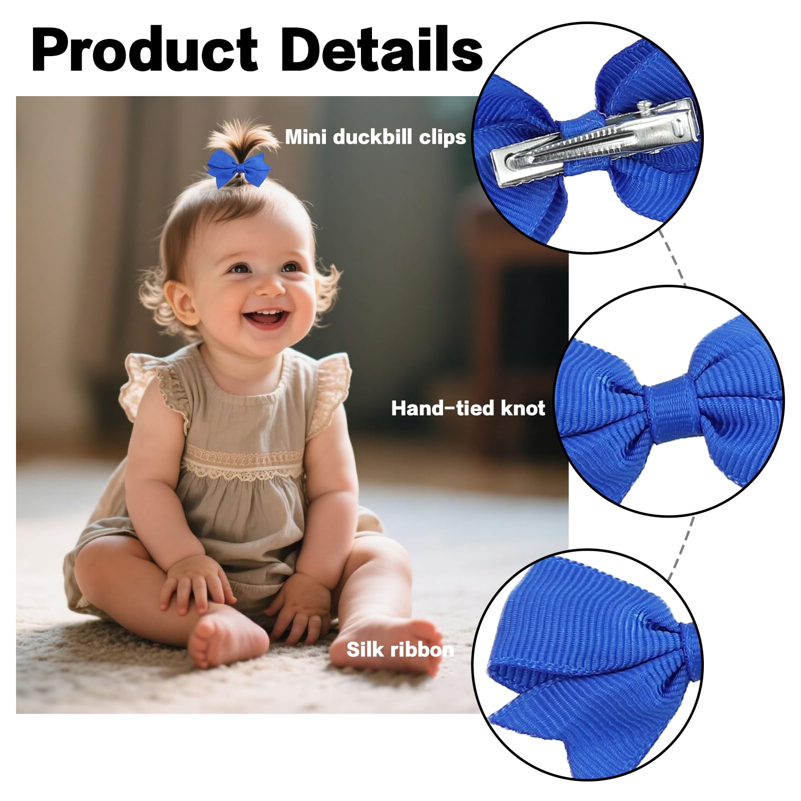 Xvbhaq 50 Pack 2 Inch Mini Bow Hair Clips for Baby Girls Non-slip Small Bows, Full Silk Ribbon Wrap, Soft Nursery Accessories - Image 4