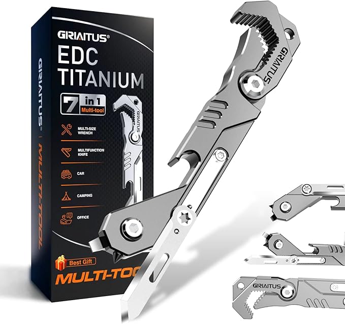 7 in 1 Multitool Camping Accessories, with Wrench, Folding Knife