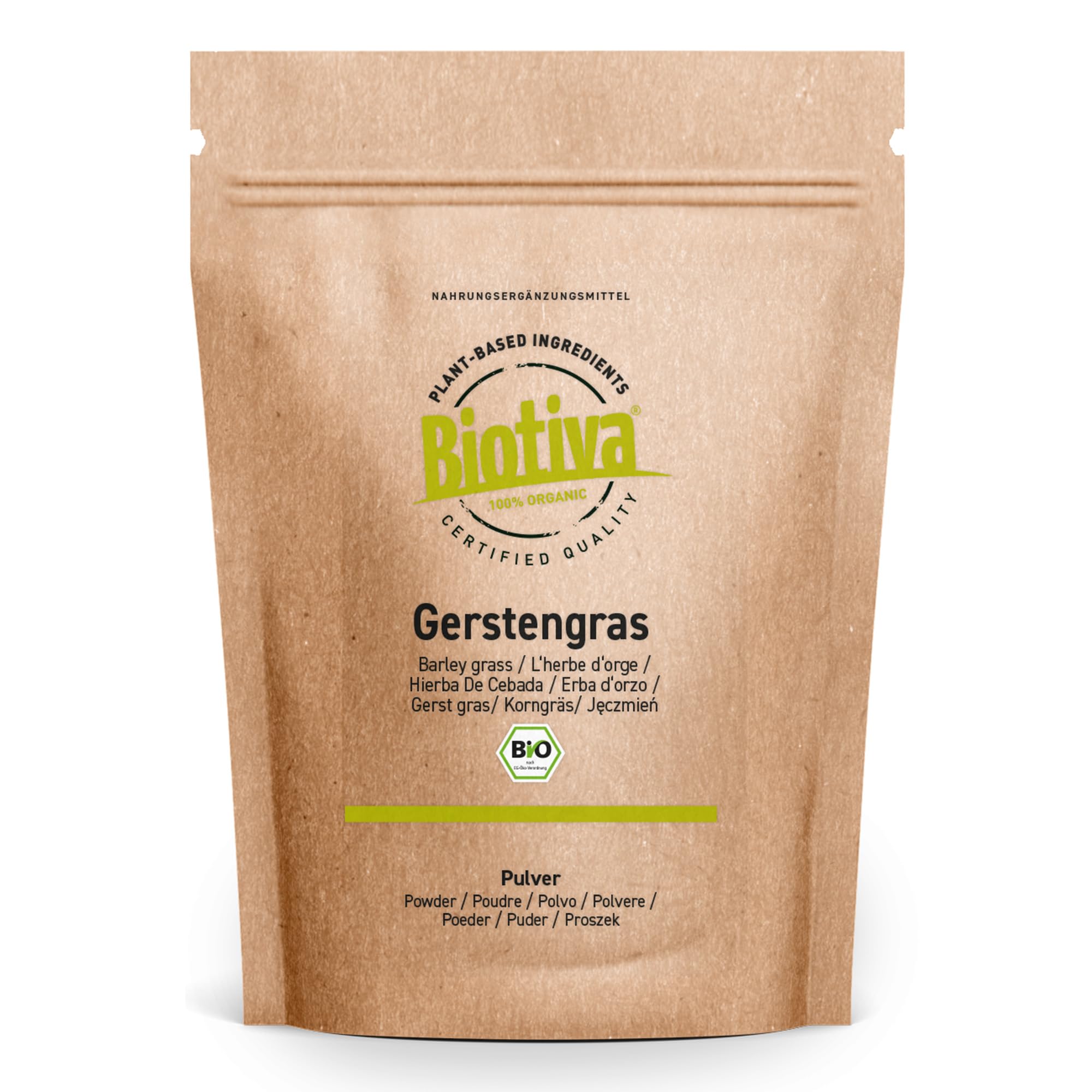 Barley Grass Powder Organic 500g - Young, fine Barley Grass - from Germany - Organic Certification (DE-ECO-005) - Finest Taste