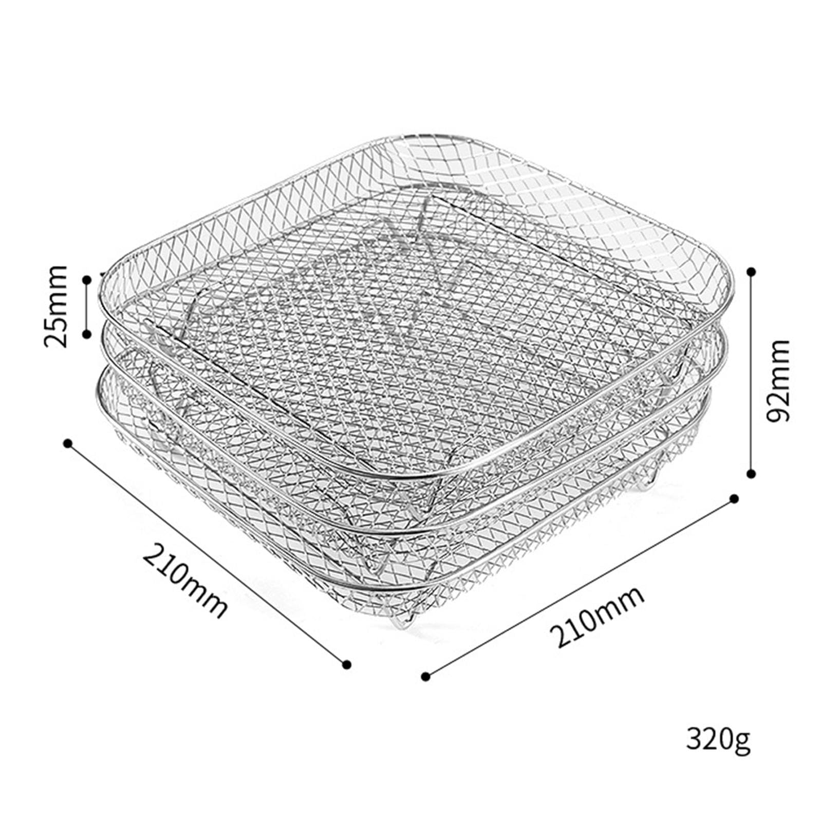 3 Rejillas para Freidora de Aire, Bandeja para Freidora de Aire, Rejilla para, Suministros de Cocina para El Hogar, Soporte para Patatas, cuadrado 21cm, tal como se describe