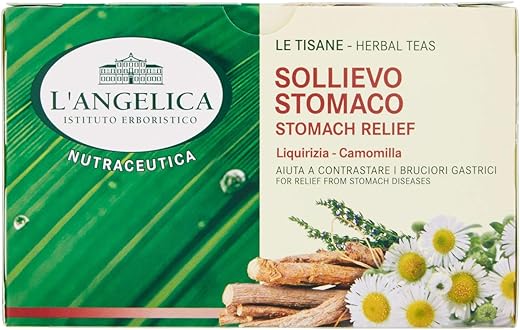 L'Angelica, Tisana Sollievo dello Stomaco, Dall'Azione Lenitiva e Calmante Contro i Bruciori Gastrici, Vegan - Confezione da 18 Filtri