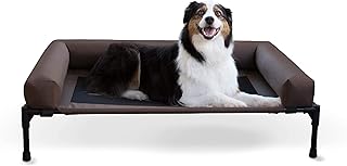 K&H PET PRODUCTS Pet Products Original Bolster Pet Cot Elevated Pet Bed Large Chocolate/Mesh 30"" x 42"" x 7"""