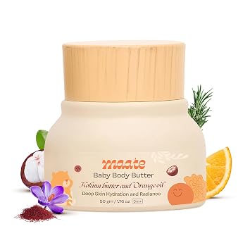 MAATE Baby Body Butter 50 gm | Enriched with Pure Kokum Butter, Shea Butter, Orange & Saffron Oil | Baby Cream For Face, Skin & Body | Baby Body Butter For Kids 0-12 years | Baby Moisturizer Cream