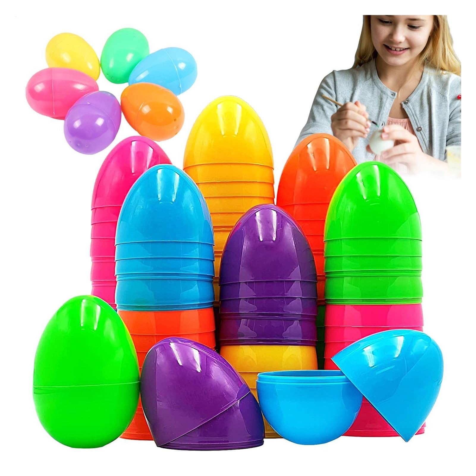 50 Pezzi di Uova Pasqua in Plastica Riempibili, Confezioni Regalo Colorate, Giochi Caccia for Feste, Forniture Artigianali Fai da Te per Feste