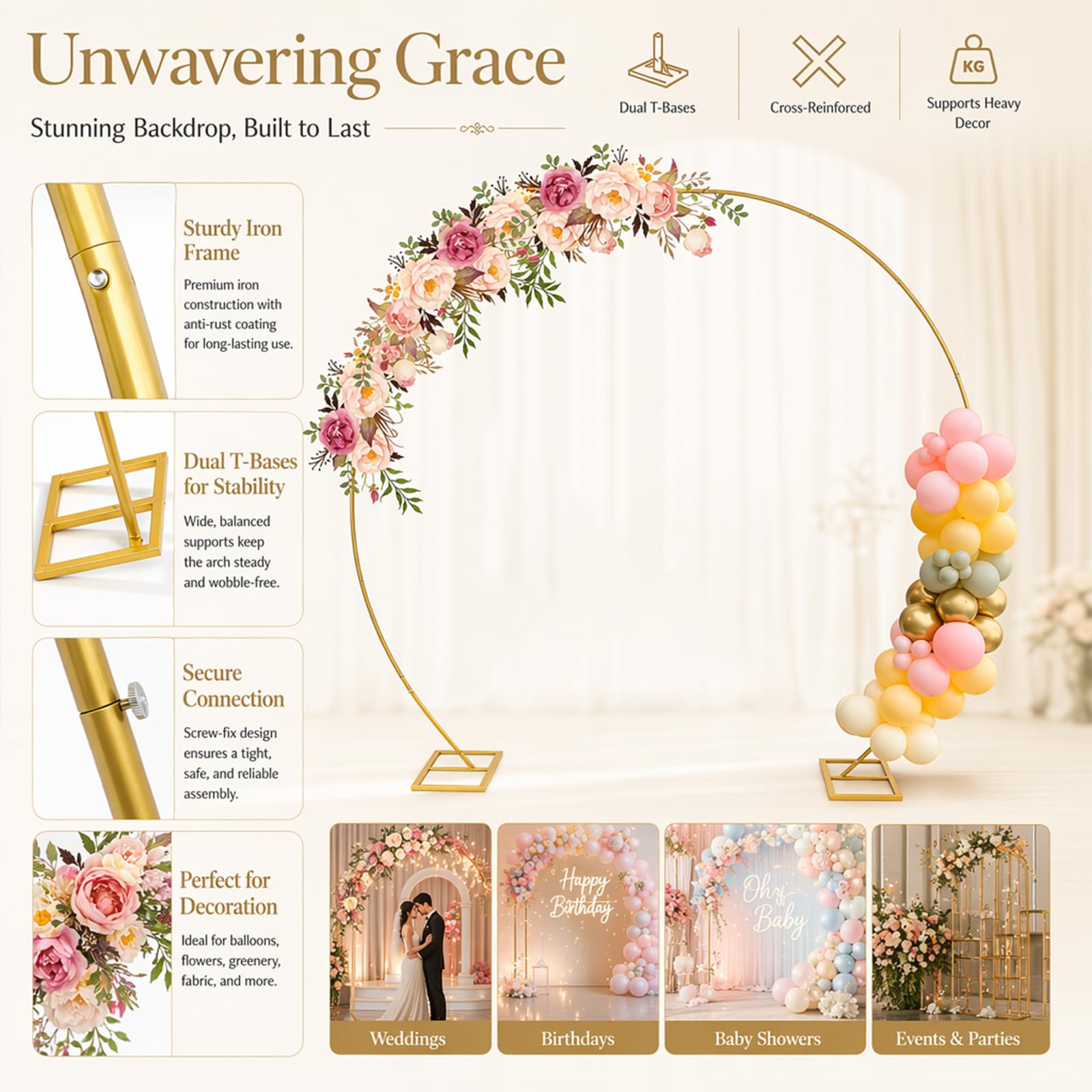 Portique Voûté pour Mariage, 2,4 x 2,8 m