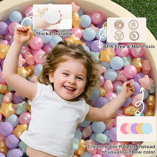 Miniatura 11 de TRENDPLAY Pelotas de bolas de estrella 50, 100, 200, 500, para niños pequeños, formas de pelotas para niños y niñas, diversión, fiesta de Rosa