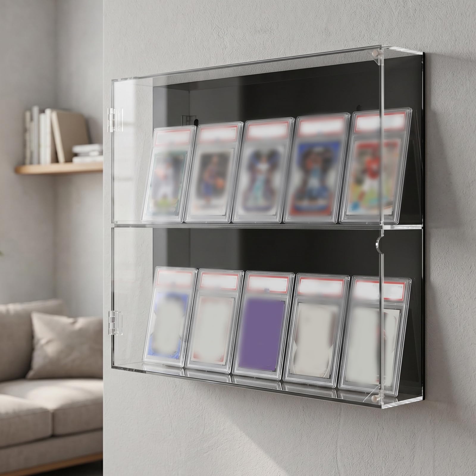 YARNOW Vitrina expositora de Tarjetas con protección UV, para Montaje en Pared, de acrílico Transparente, para Tarjetas coleccionables de fútbol, ​​béisbol, Baloncesto, Hockey y cómics.