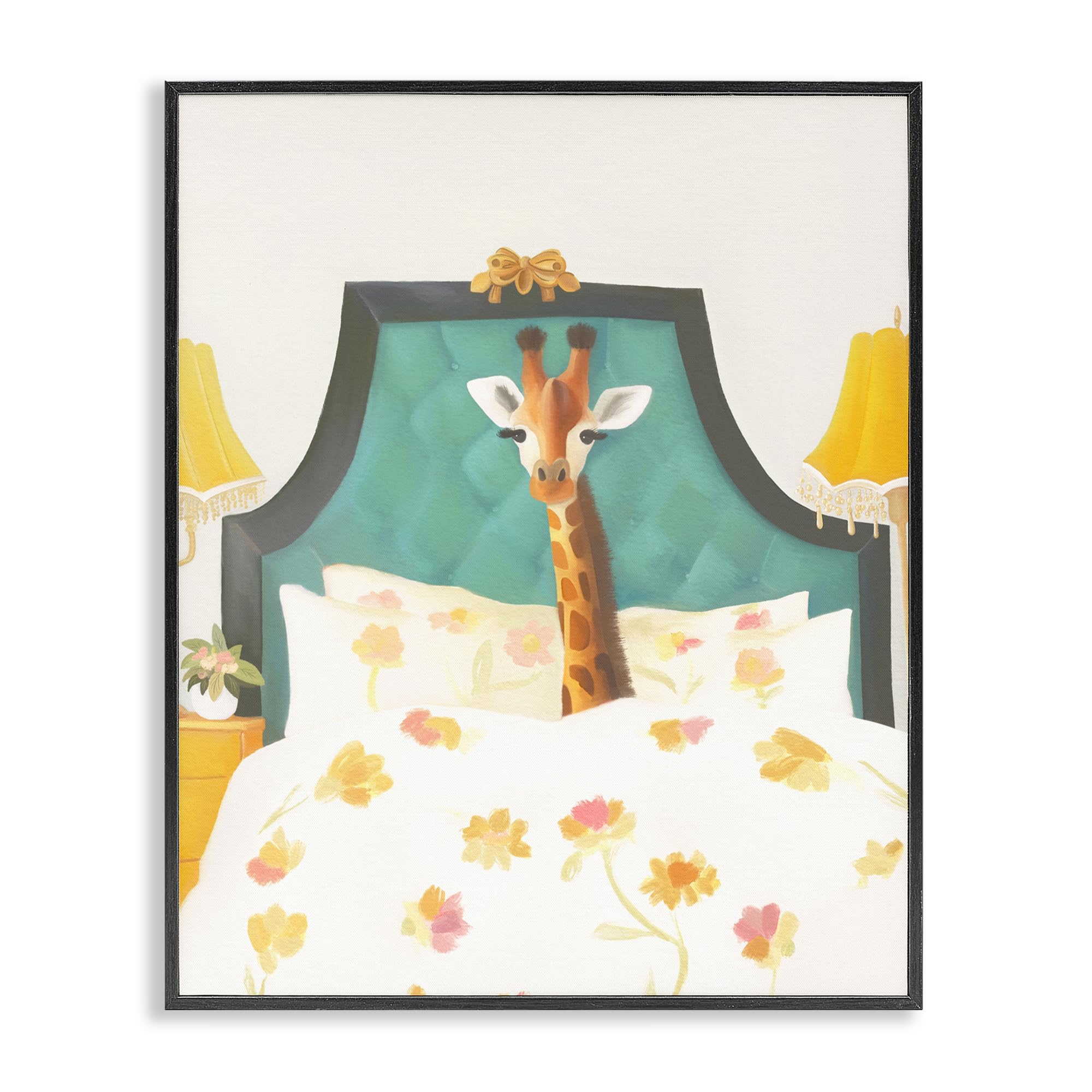 Girafe au lit Stupell Industries tableau cadre pour une deco chambre enfant ludique