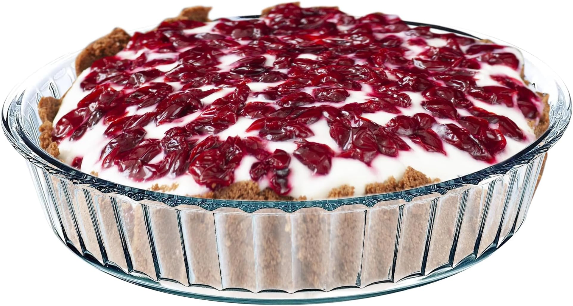 Glass Pie Pan for Baking, 10.25 Inch Deep Round Pie Plate Dish Great For Apple, Pumpkin, Holiday Pies, Fluted Pie Holder, Oven Safe Tray, Borosilicate Glass Cake Tin