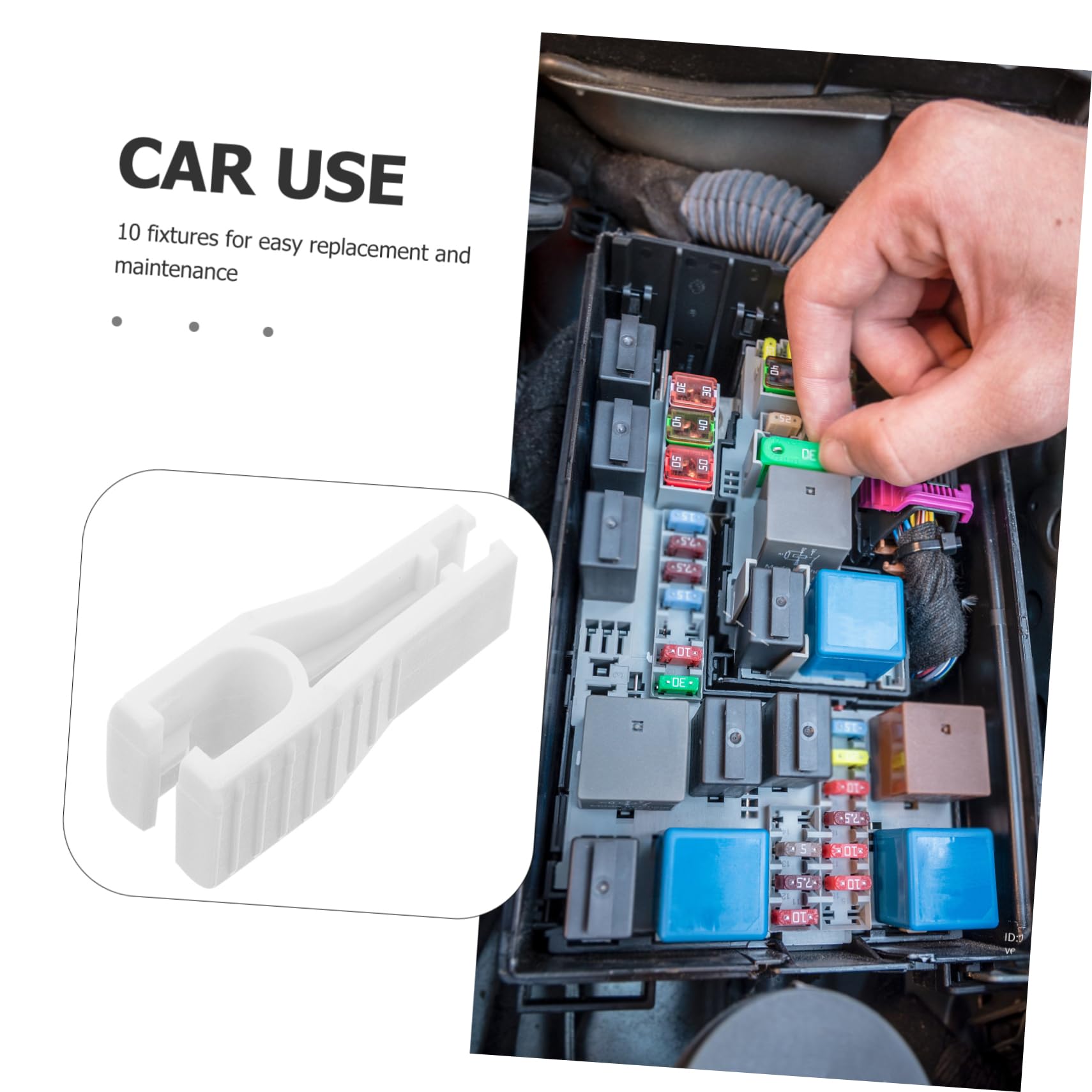 OSOLADY 10pcs Fuse Insert Car Tools Clip Auto Accessory Fuse Removal Tool Universal Automotive Fuse Puller Car Supply Fuse Puller Tool for Car Fuse Extraction Tools White Plastic
