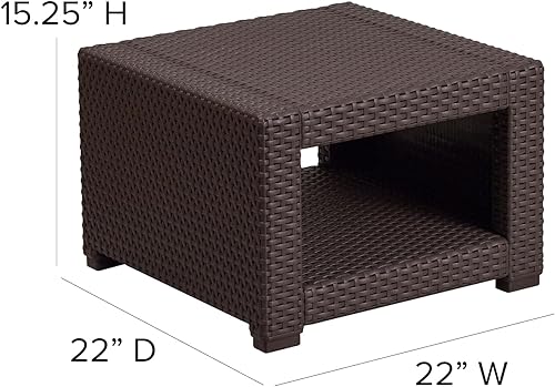 Miniatura 3 de Flash Furniture Seneca - Mesa auxiliar de ratán sintético color marrón chocolate