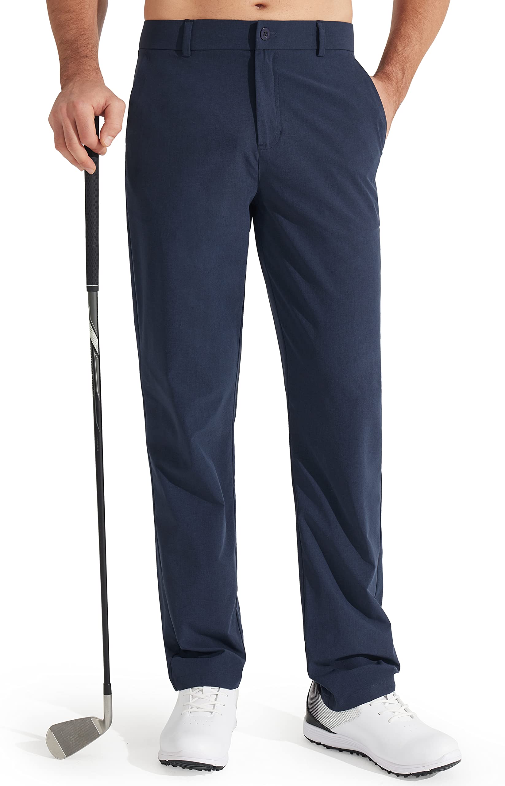 Libin Mens Golf Pants Stretch Work Dress Pants 30"/32"/34" Quick Dry Lightweight Casual Comfy Trousers with Pockets