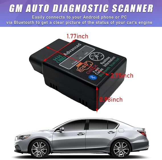 Dickno Bluetooth OBD2 Scanner for Car, Wireless Code Reader & Check Engine Diagnostic Scan Tools with Exclusive App, Universal Vehicle OBDII Adapter Compatible with iOS Android Windows