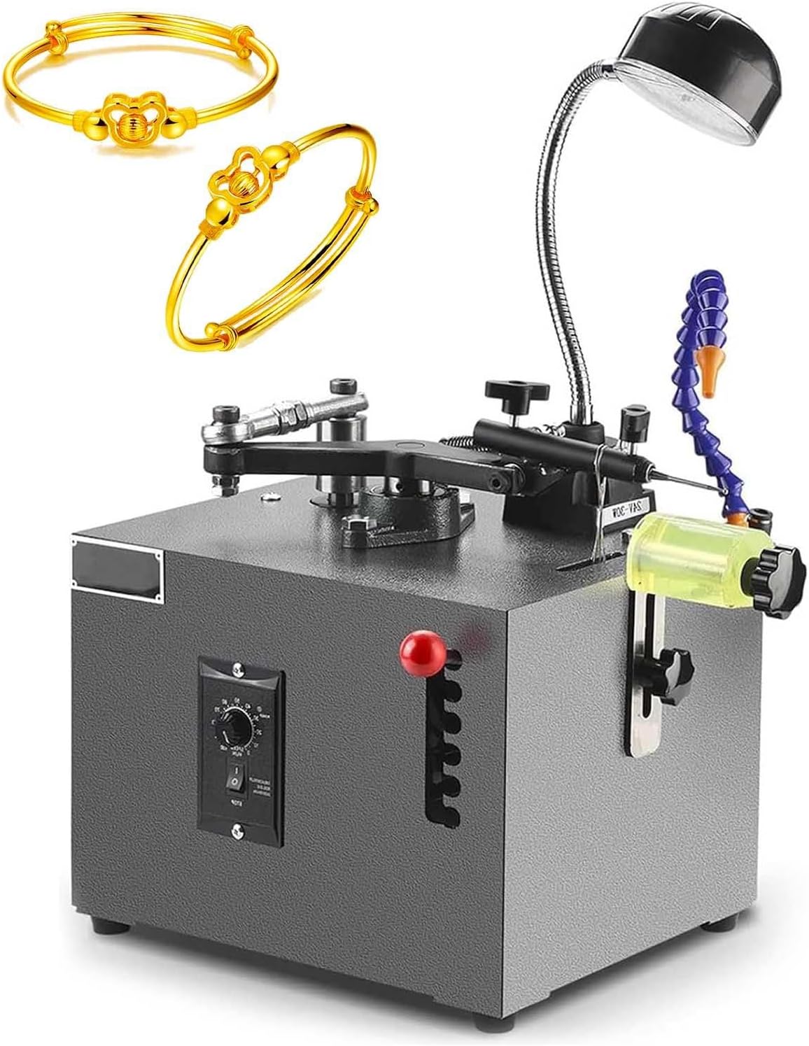 Electric jewelry polishing machine, professional-grade jewelry polishing tool, with water cooling system and LED light, five-level pressure adjustment, suitable for polishing gold and silver jewelry.