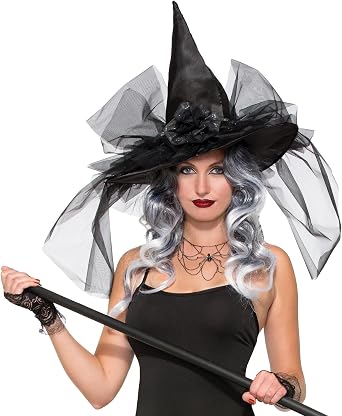 Rubies Deluxe Witch Hat with Tulle for Adults, Women's No Size