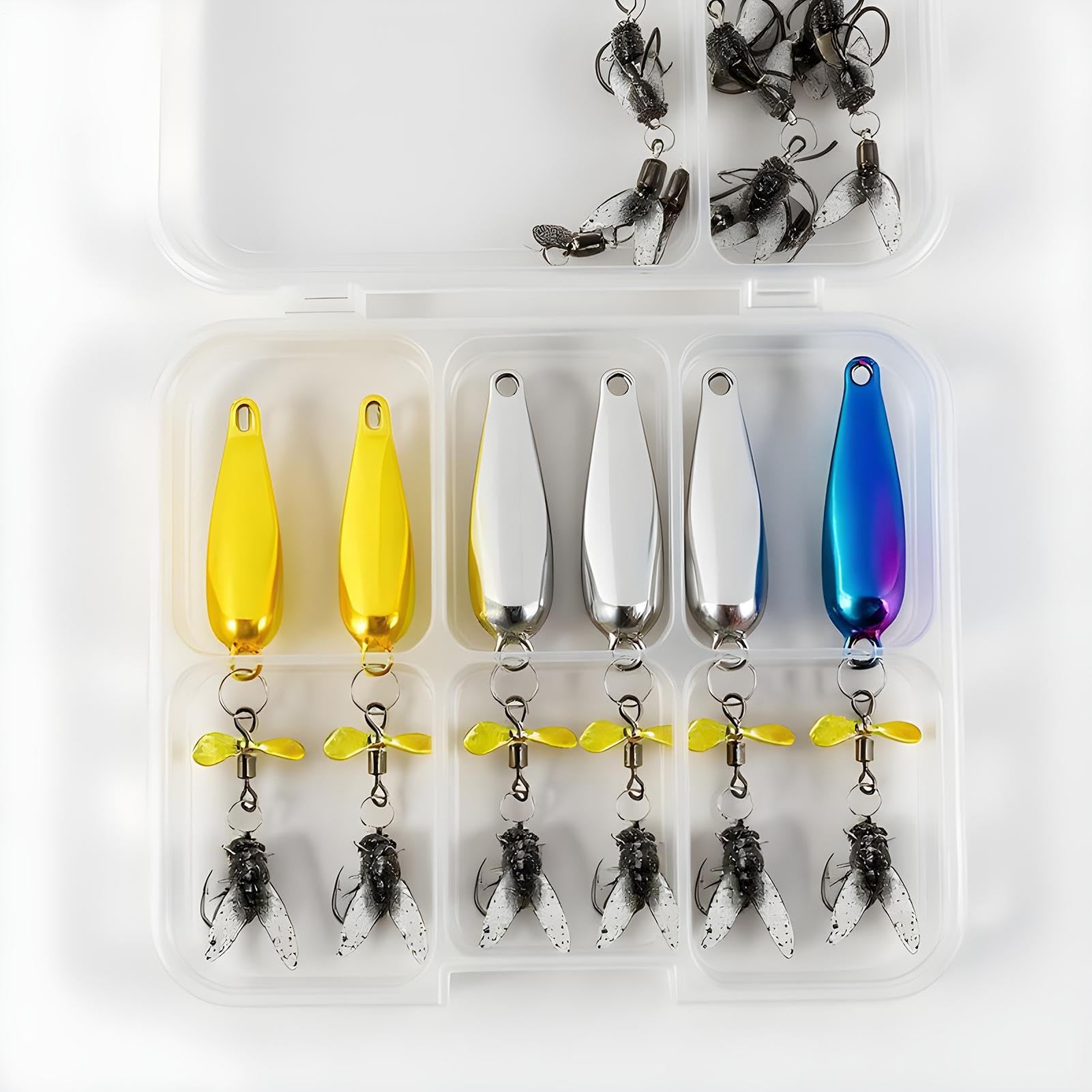 Esca Spinner Pesca | Kit Esca Spinner Metallo 5 Pezzi per trota luccio persico, esca riflettente per trota lago Shad Bass fiume luccio lucioperca Crappie salmone