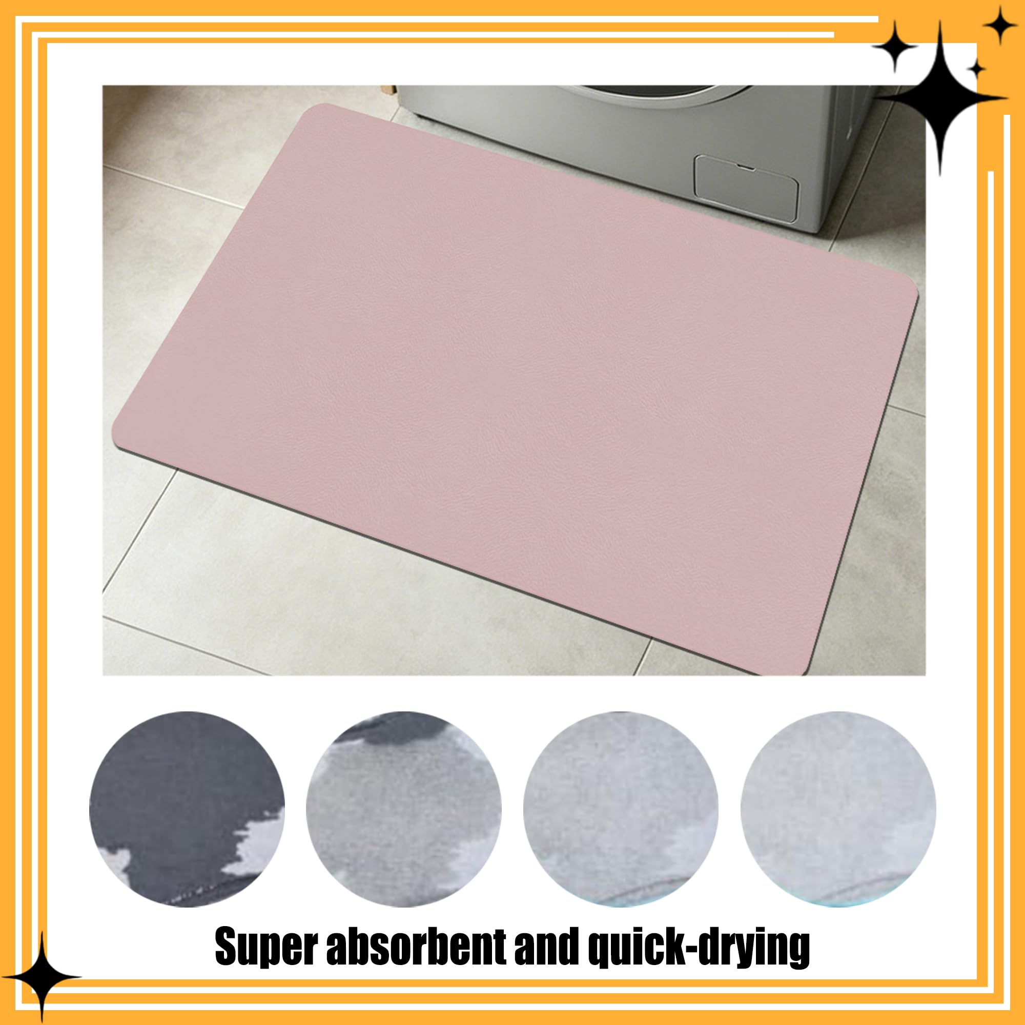 Alfombra de Baño 105 x 120 cm Secado Rápido, Antideslizante y Antibacteriana Alfombra Baño Antideslizante Higiénico y Funcional para Bañera, Ducha, Cuarto de y Cocina, Rosa