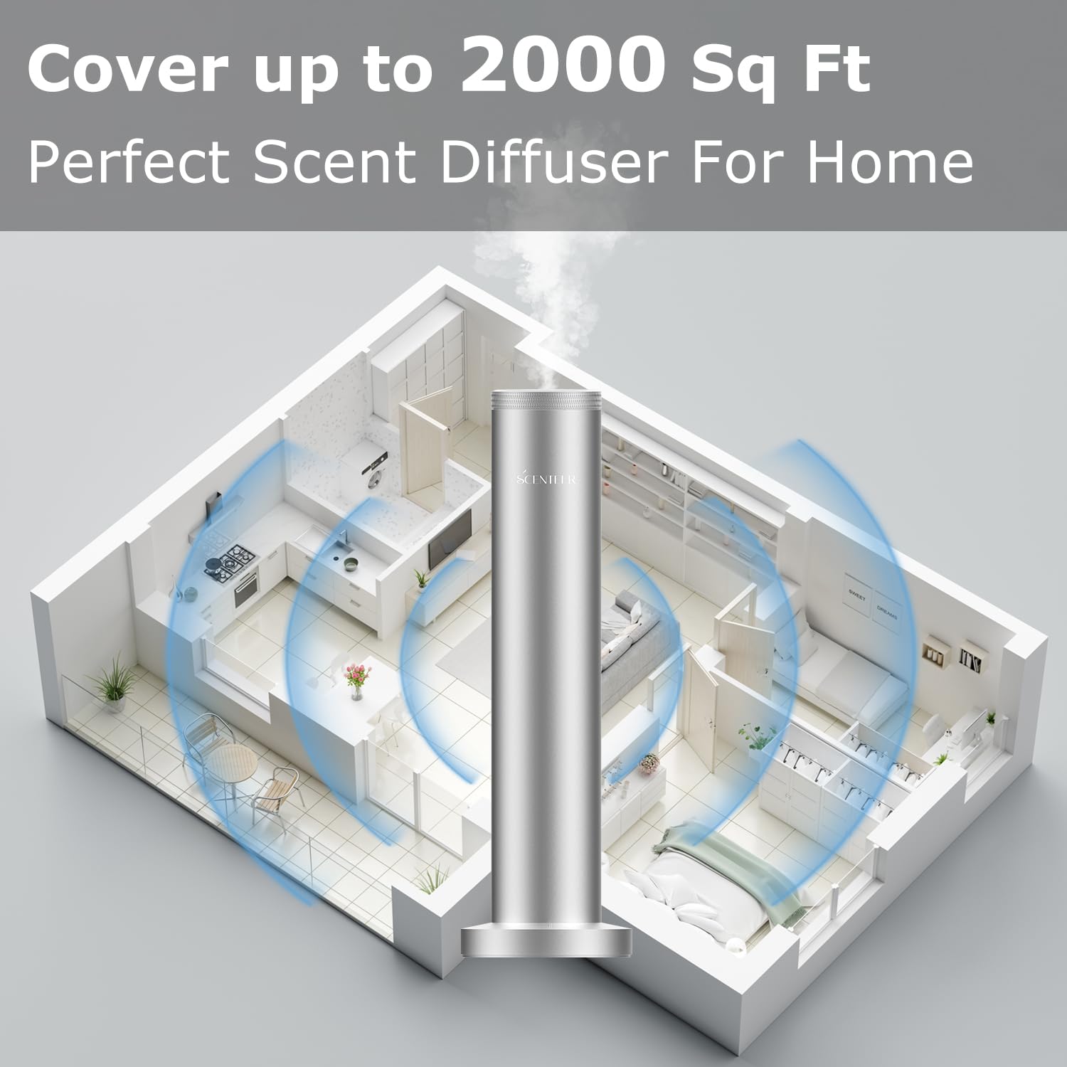 Difusor inalámbrico de aroma de hotel, difusor recargable inalámbrico para toda la casa, máquina de aire aromático para el hogar, control Bluetooth, difusor de aceite esencial sin agua para habitación