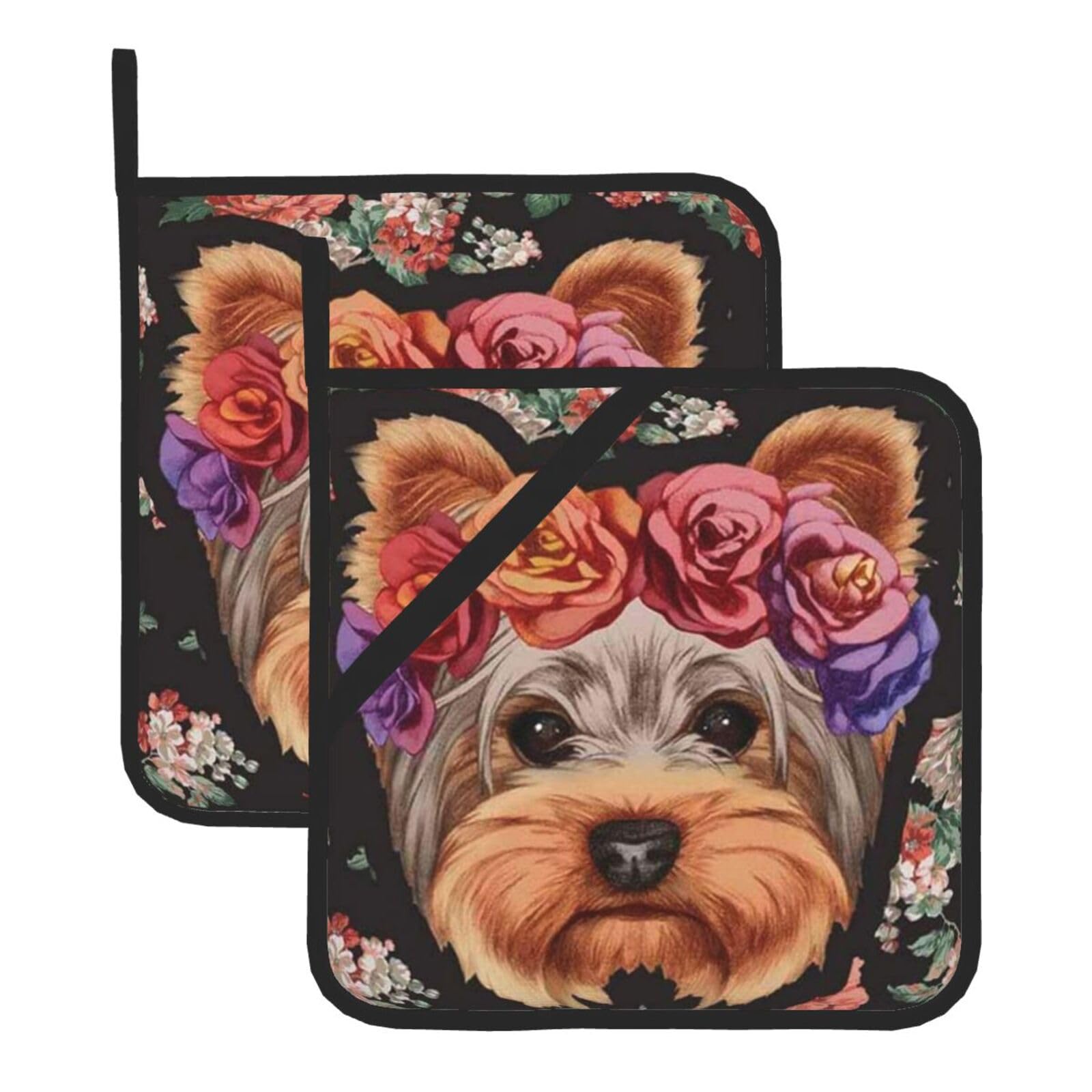 KFRXXZQB 2-Pack Square Pot Holders, Oven Mitts For Baking & Bbq