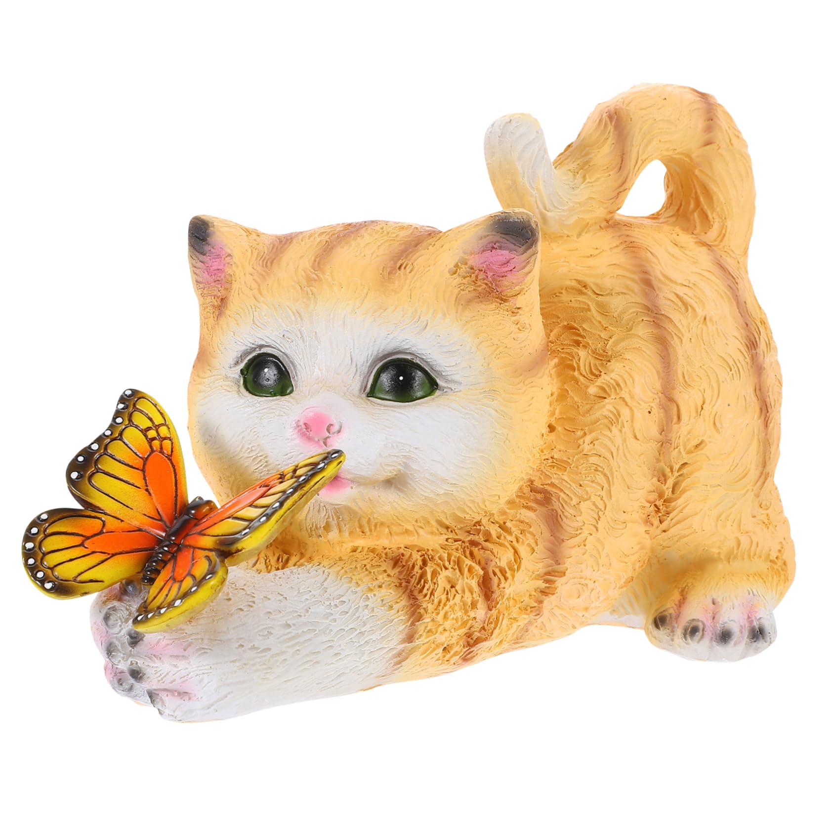 TOYANDONA Tisch Katzenfigur aus Kunstharz in Gelb, Realistische Nachbildung | Kätzchenmodell für Passende Räume, Dekorative Tierfigur für Sammler und Katzenfreunde, Kompakte Deko