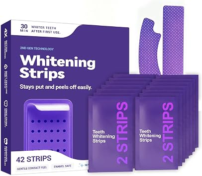 Purple Teeth Whitening Strips42 Strips Enamel Safe for Sensitive Tooth, Purple Whitening Strips, Removes Yellow Stains & Bad Breath for a Brighter Smile