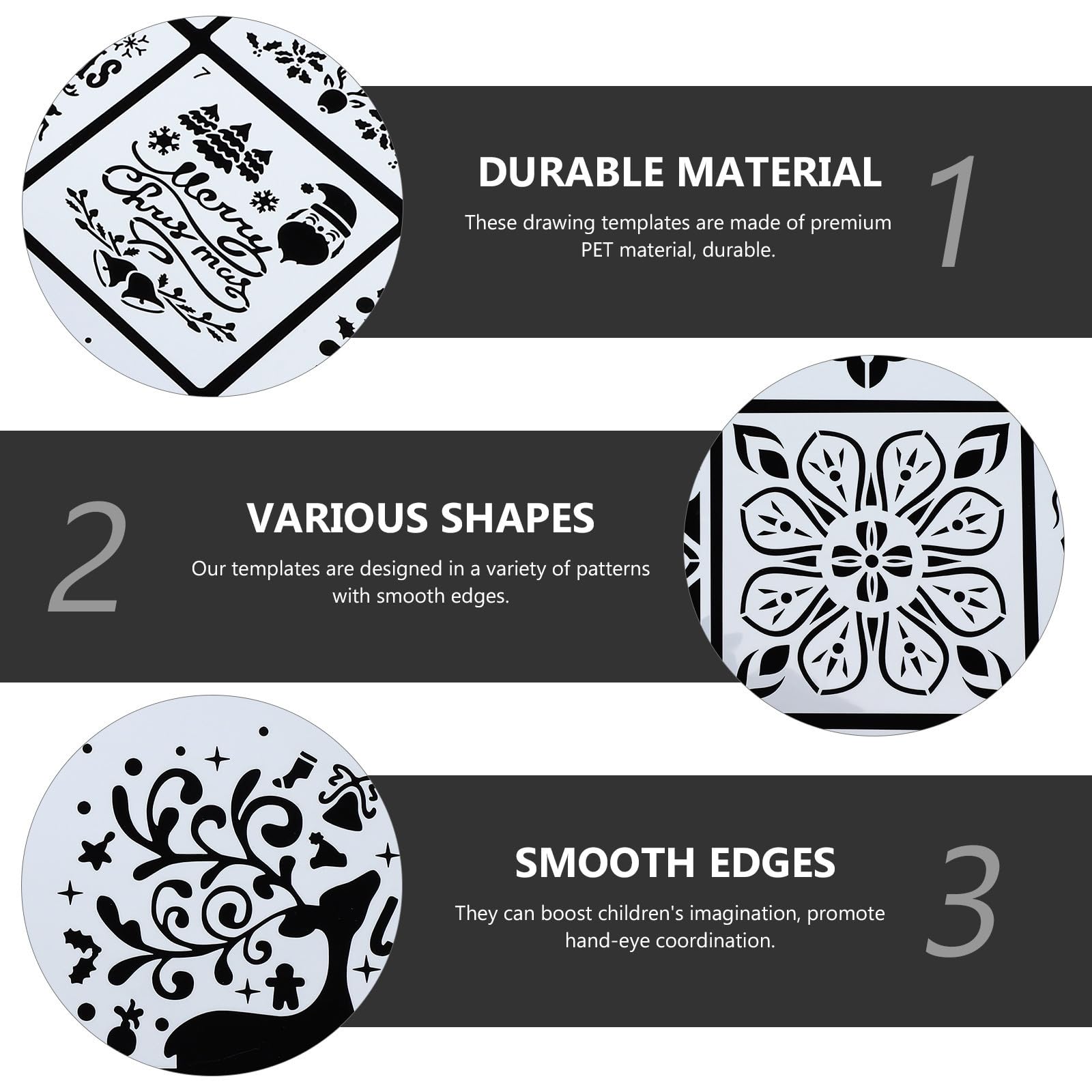 Lot De 5 Pochoirs De Décoration De Noël Réutilisables Pour Peinture Modèles Fournitures Artistiques 52 Pièces X 5