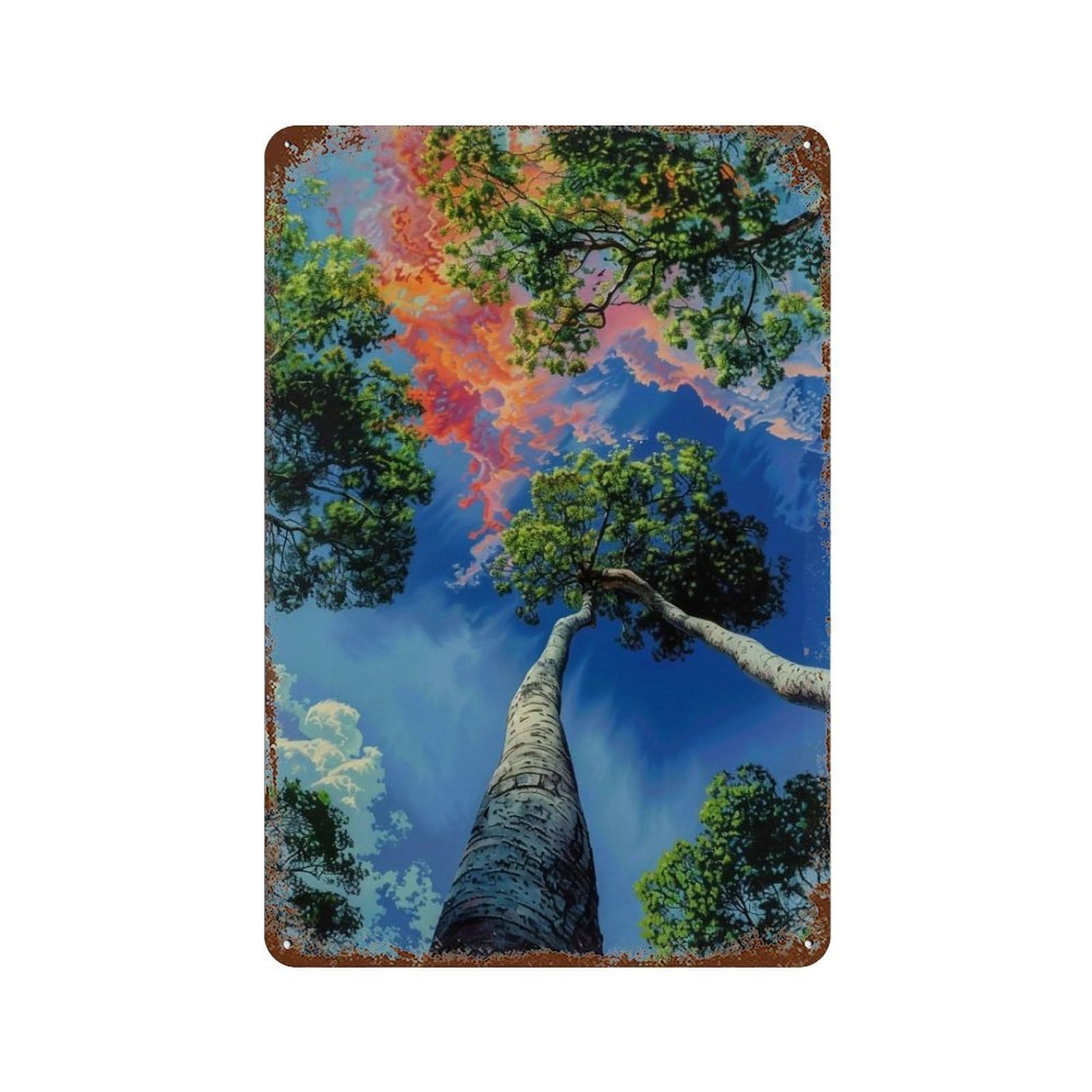 WUJHGRSG Surreal Flame Hued Forest Vista 01 Wall Art Retro Iron Vintage Metal Tin Sign Poster Modern Decor for Home Cofffee Club Bar Shop Style 30x20cm