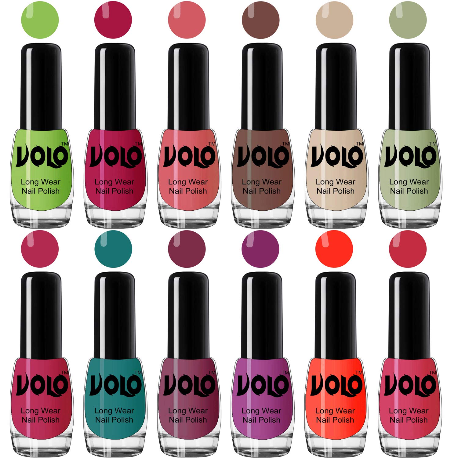Volo Boss of Gloss Nail Polishes Set of 12 Pcs Infinite Collection(Green, Magenta, Peach, Nude, Nude, Mint, Pink, Green, Pink, Plum, Coral, Pink) 60 ML-image-32