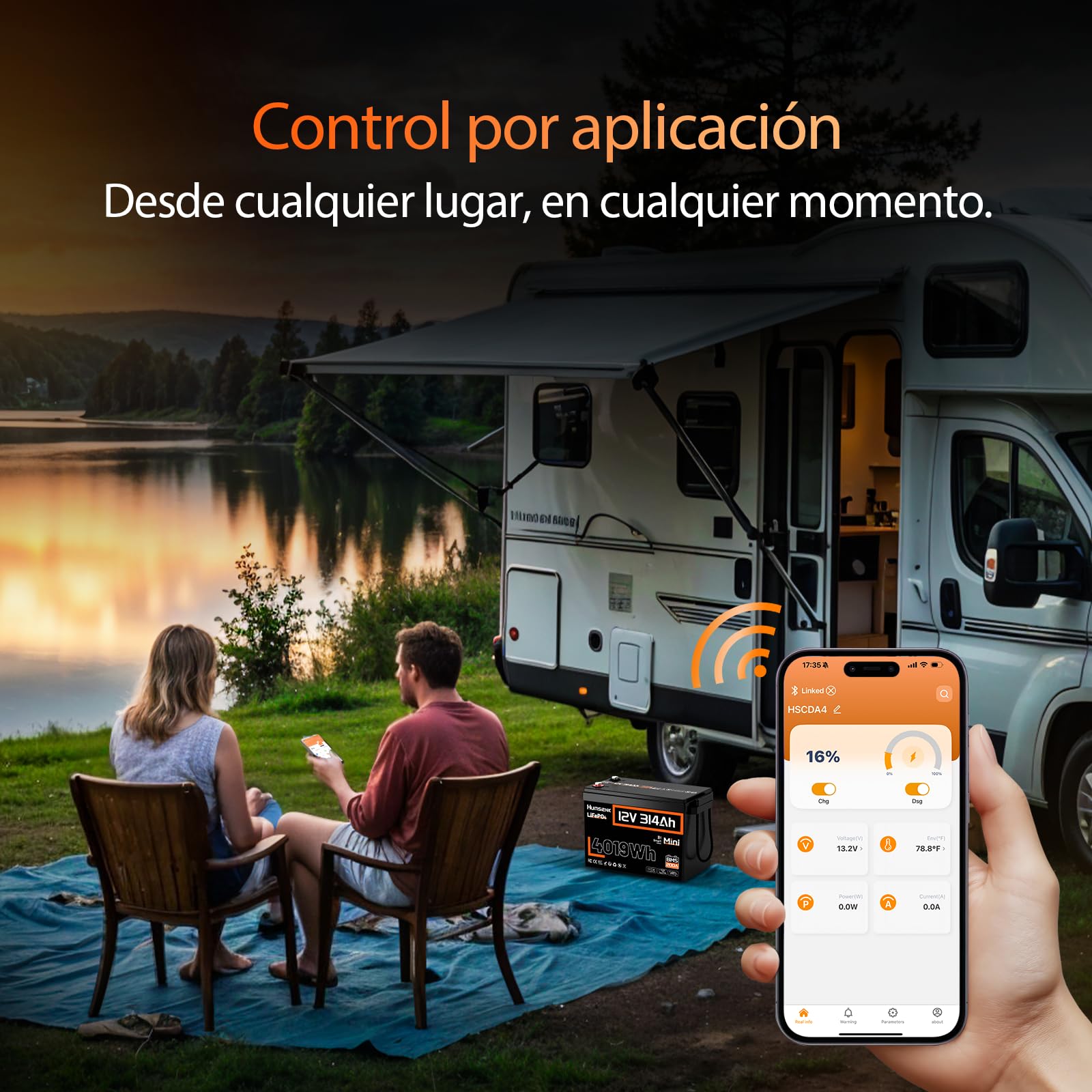 Humsienk Batería Litio LiFePO4 12V 314Ah con Bluetooth, 4019Wh, 200A BMS con Protección de Baja Temperatura, hasta 6000 Ciclos, Batería Recargable para Autocaravana, Barco, Placa Solar y Caravana