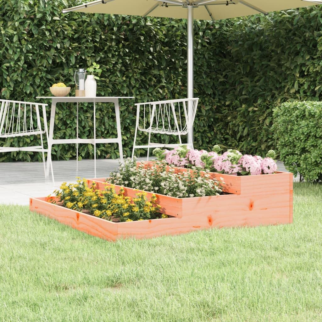 vidaXL Jardinera, Macetero de Hierbas Flores Plantas Almacenamiento, Arriate de Patio Jardín Exterior, Madera de Abeto Douglas 107x107x27 cm