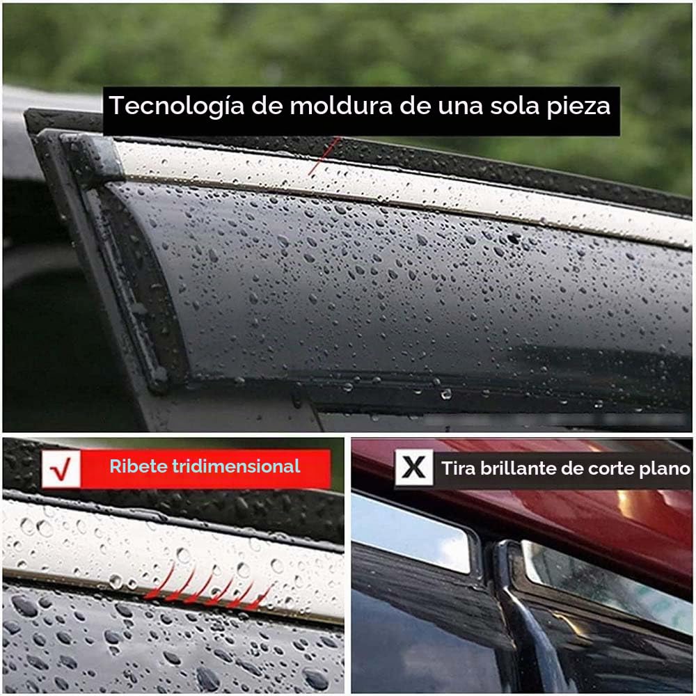 4 Piezas de deflectores de Viento para Coche, para Peugeot 3008 (P84) 2016 2017 2018 2019 2020 2021 2022 2023 2024 Cortavientos para ventanilla protección Sol Lluvia Nieve Viento.