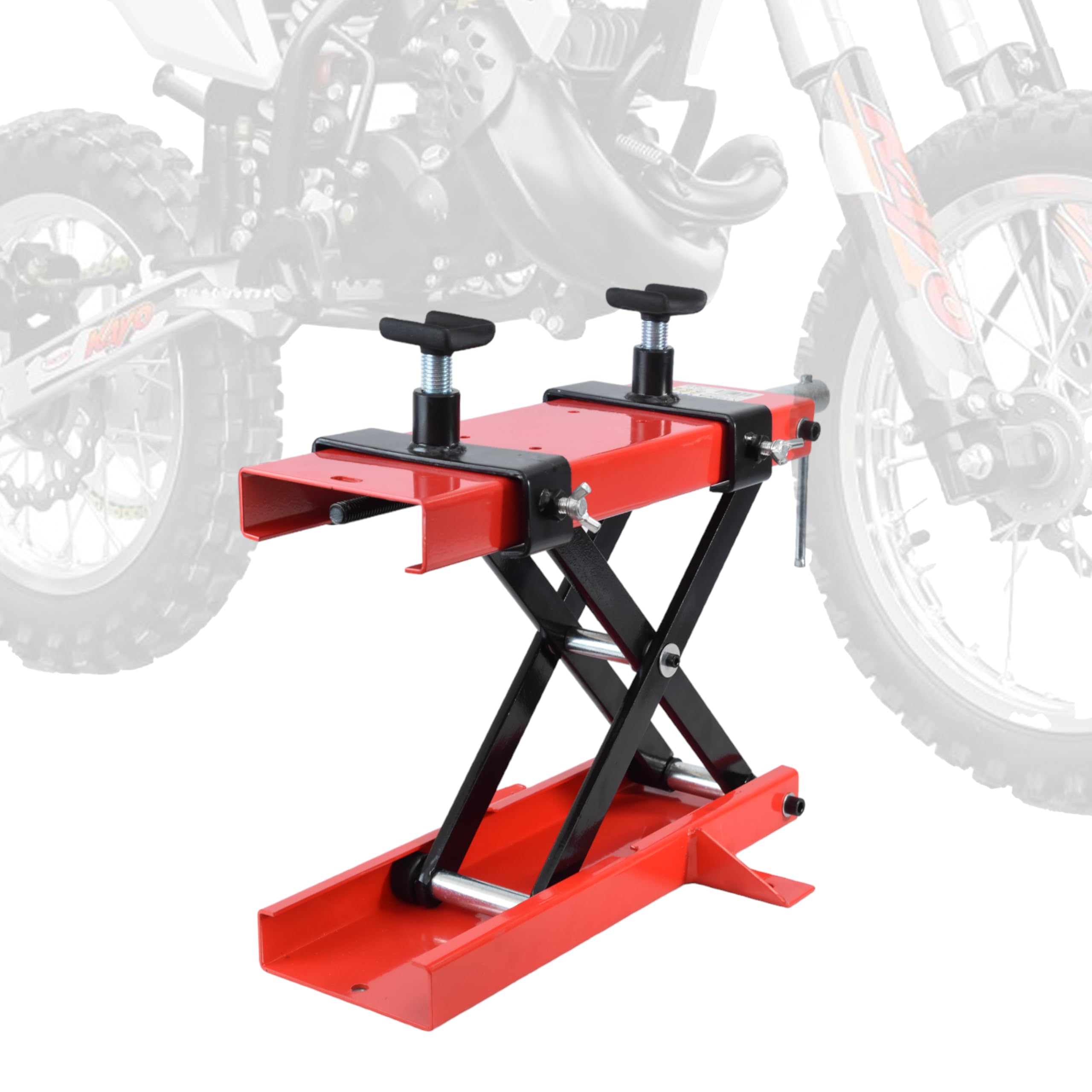 Alzamoto Pedana Centrale Sollevatore Moto Sollevamento Cross Custom Scooter Portata 500 kg in Metallo con madrevite in Metallo + Supporti Anti graffio Culla Motore Bike Enduro Garage Officina