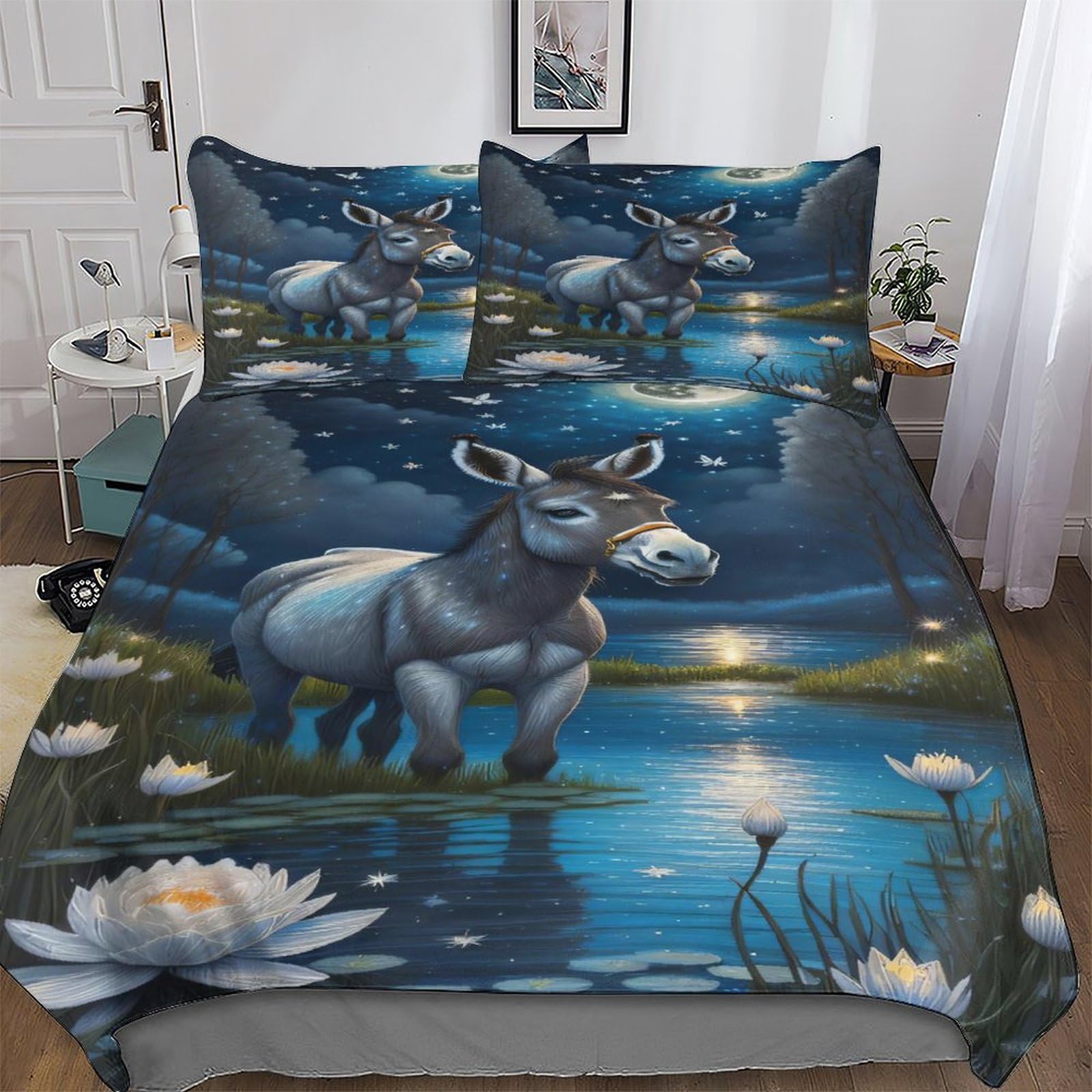 Parure de lit âne en microfibre coton moelleuse et confortable pour adulte et enfant